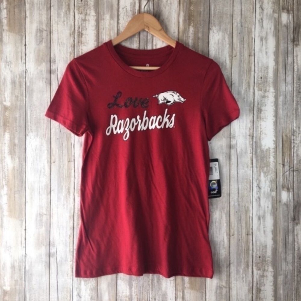 Arkansas Razorbacks Tee Girls XL Red Graphic Love Razorbacks NCAA Shirt NWT